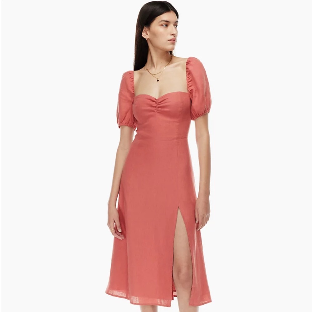 Aritzia Wilfred Dame Linen Dress (white) Midi